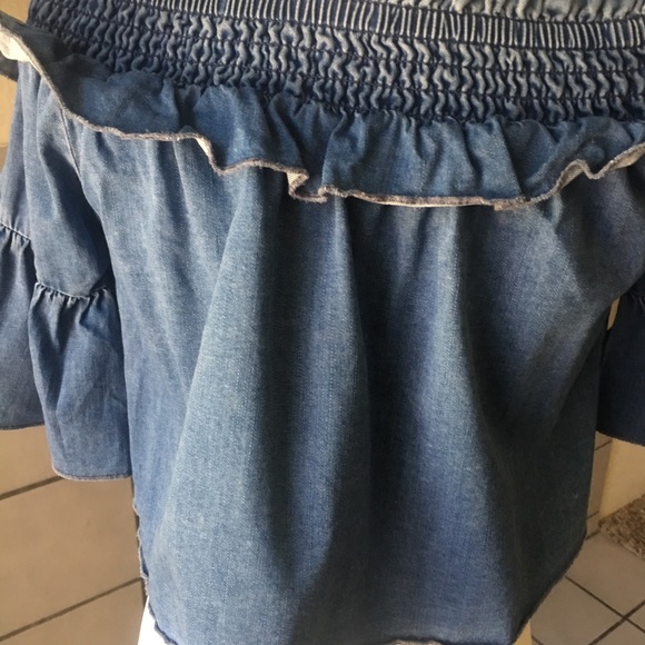 Bebe Denim Crop Top. Size XXS - Picture 4 of 5